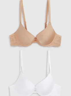 Blanc/Praline Nude - Lot de 2 soutiens-gorge T-shirt lissants A-E
