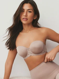 Blanc/Praline Nude - Lot de 2 Soutiens-gorge multipositions sans bretelles à tampons légers A-E
