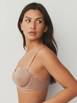 Blanc/Praline Nude - Lot de 2 Soutiens-gorge multipositions sans bretelles à tampons légers A-E