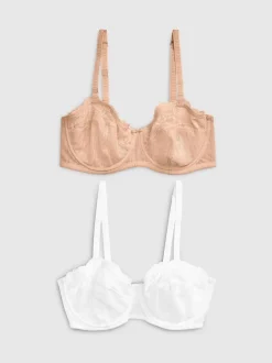Blanc/Praline Nude - Soutien-gorge sans bretelles DD+ sans coussinets 2 Pack