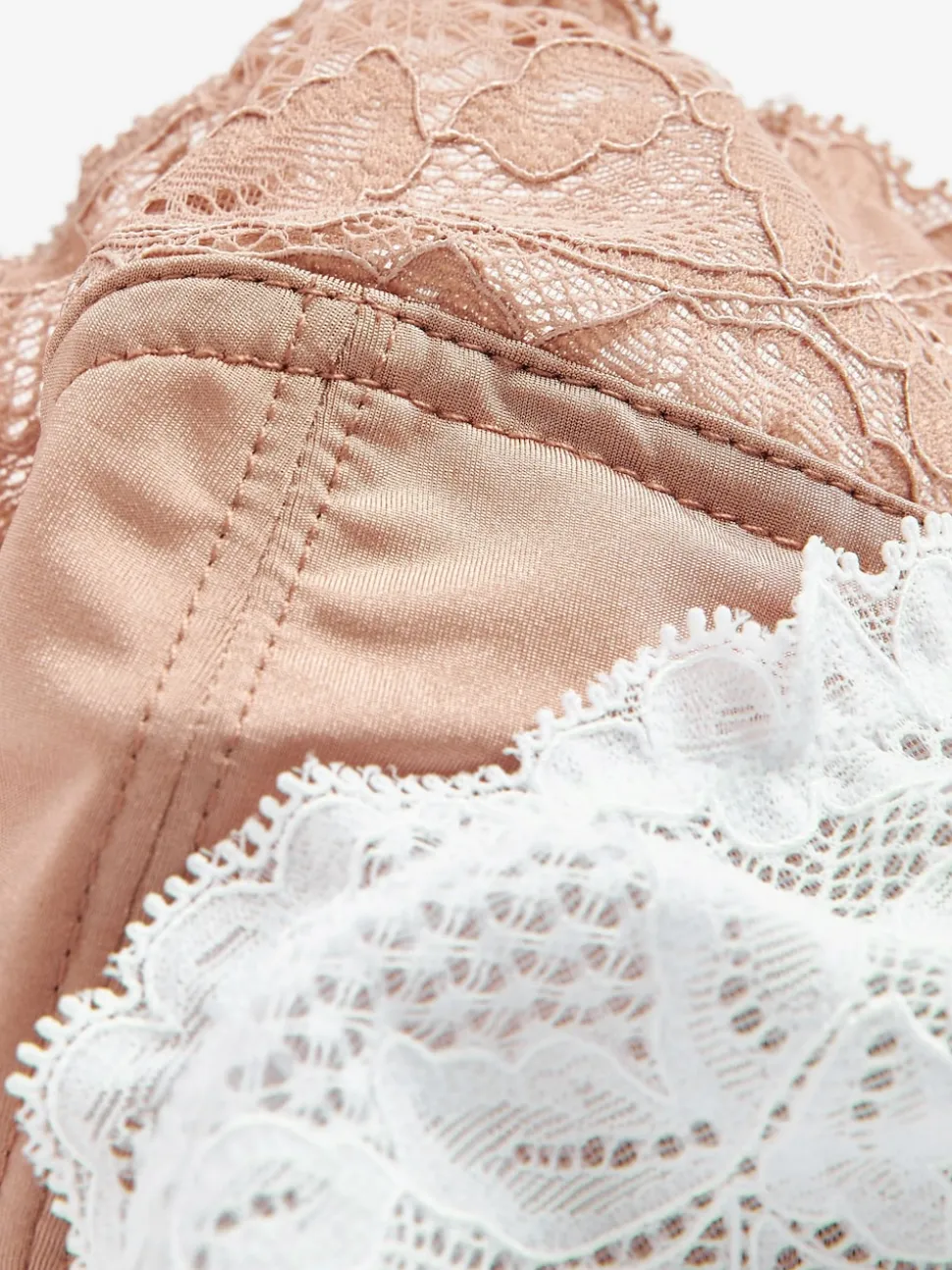 Blanc/Praline Nude - Soutien-gorge à bonnets entiers sans coussinets