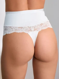Blanc/Praline Nude - Tongs taille haute légers et modelants pour le contrôle de l'abdomen 2 Pack