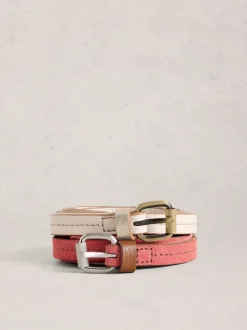 Blanc/Rose - Lot de 2 ceintures White Stuff