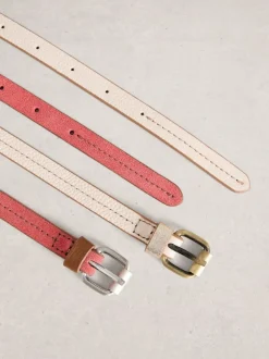 Blanc/Rose - Lot de 2 ceintures White Stuff