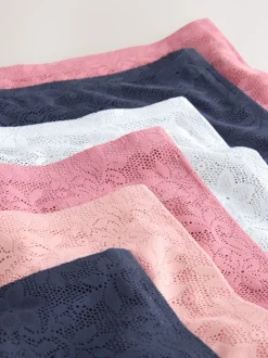 Blanc/Rose/Marine - Lot de 7 culottes en dentelle collée Comfort