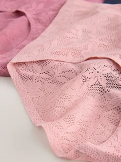 Blanc/Rose/Marine - Lot de 7 culottes en dentelle collée Comfort