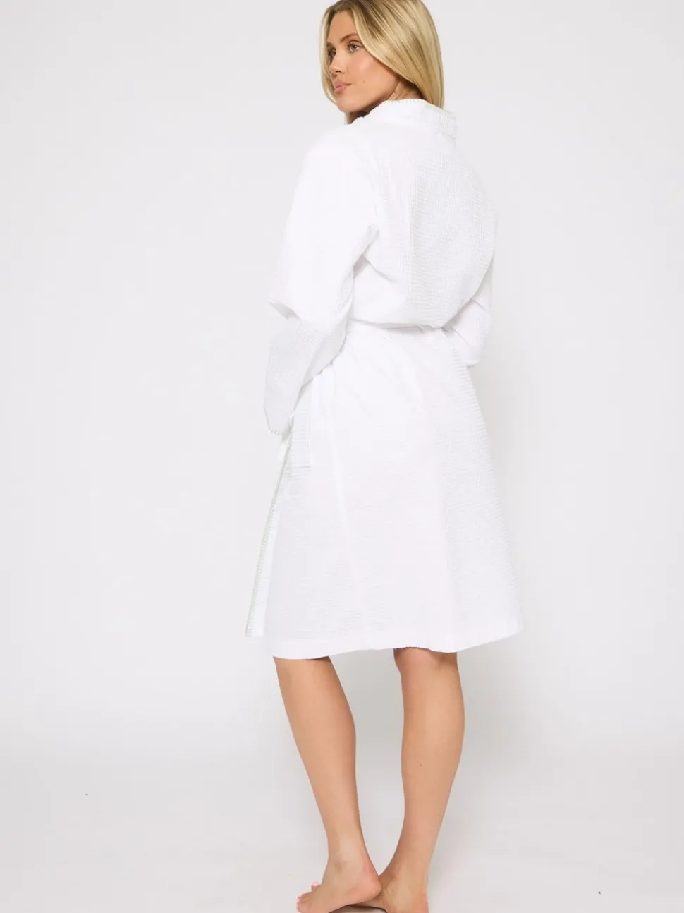 Blanc/Vert - Peignoir gaufré Loungeable 100% coton