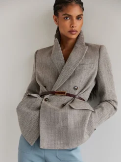 Blazer à double boutonnage Reiss Ember à chevrons en laine et coton
