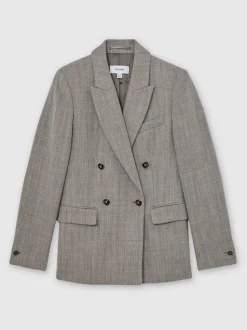 Blazer à double boutonnage Reiss Ember à chevrons en laine et coton
