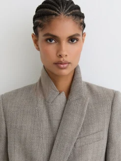 Blazer à double boutonnage Reiss Ember à chevrons en laine et coton