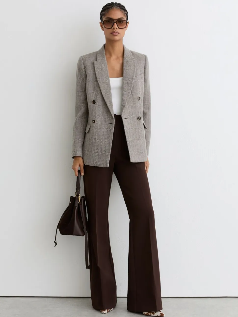 Blazer à double boutonnage Reiss Ember à chevrons en laine et coton