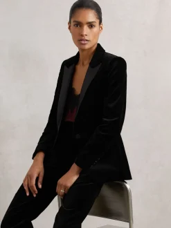 Blazer de costume simple boutonnage Reiss Myrtle en velours