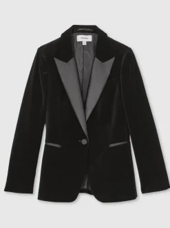Blazer de costume simple boutonnage Reiss Myrtle en velours