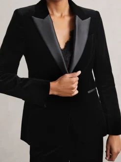 Blazer de costume simple boutonnage Reiss Myrtle en velours