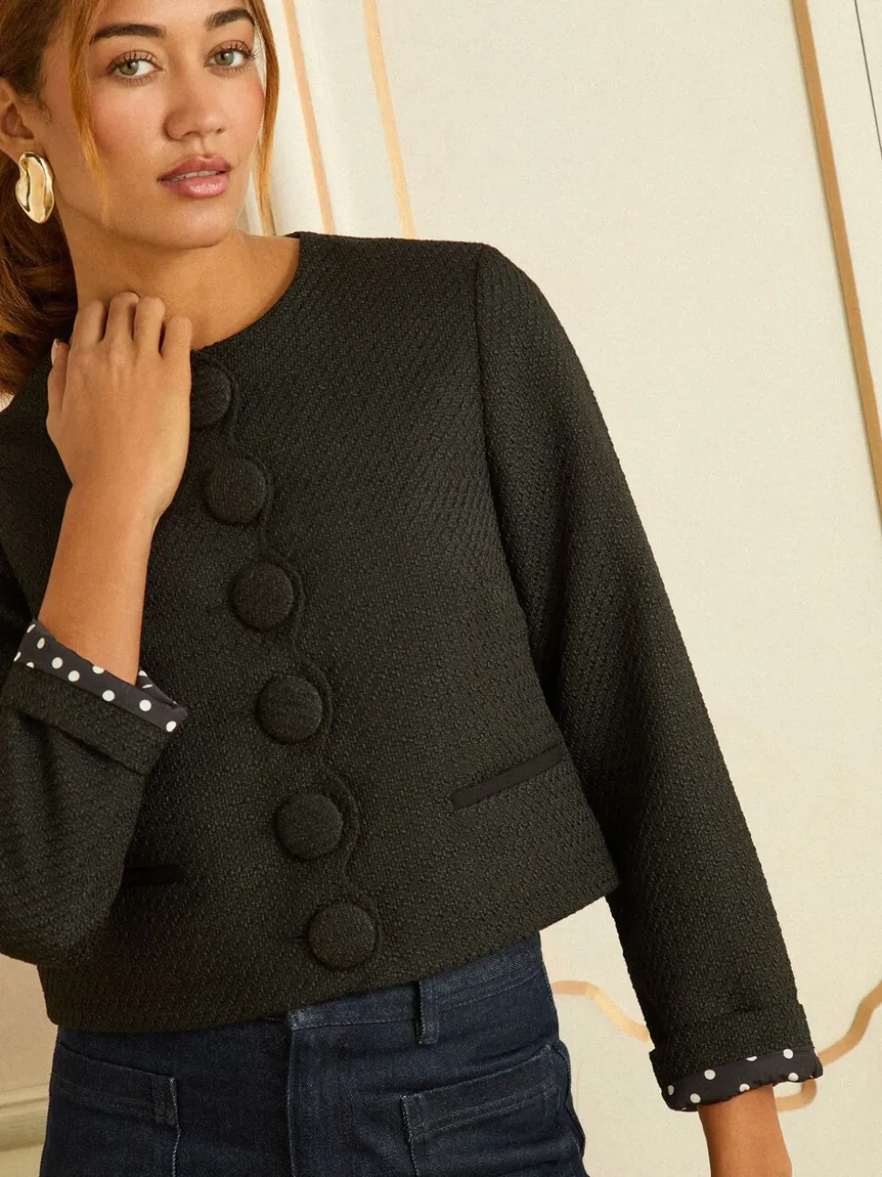 Blazer Love & Roses festonné en boucle