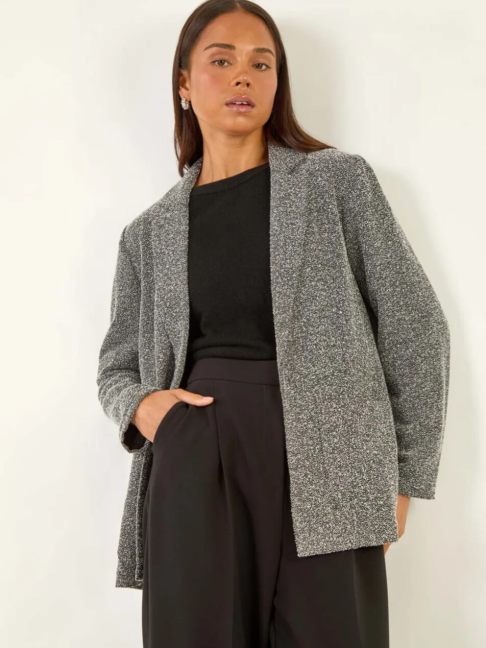 Blazer Roman Petites tailles à poche à chevrons