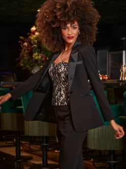 Blazer Sosandar smoking à col satin