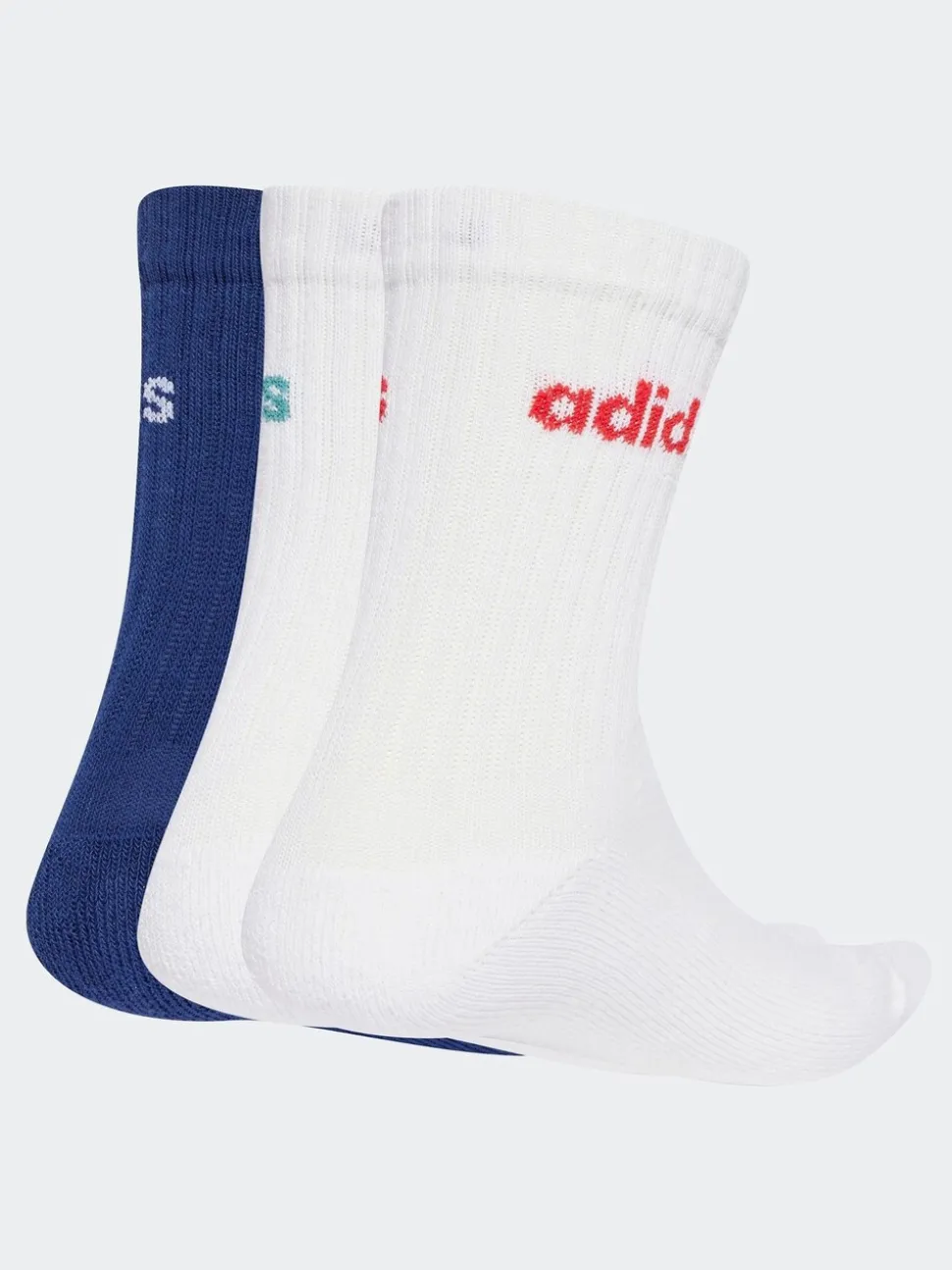 Bleu - Adidas Linear Crew Cushioned Socks 3 Pack