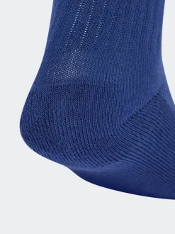 Bleu - Adidas Linear Crew Cushioned Socks 3 Pack