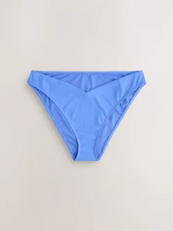 bleu - Bas de bikini taille haute en V
