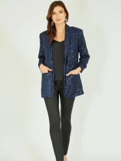 Bleu - Blazer Yumi Sequin avec poches