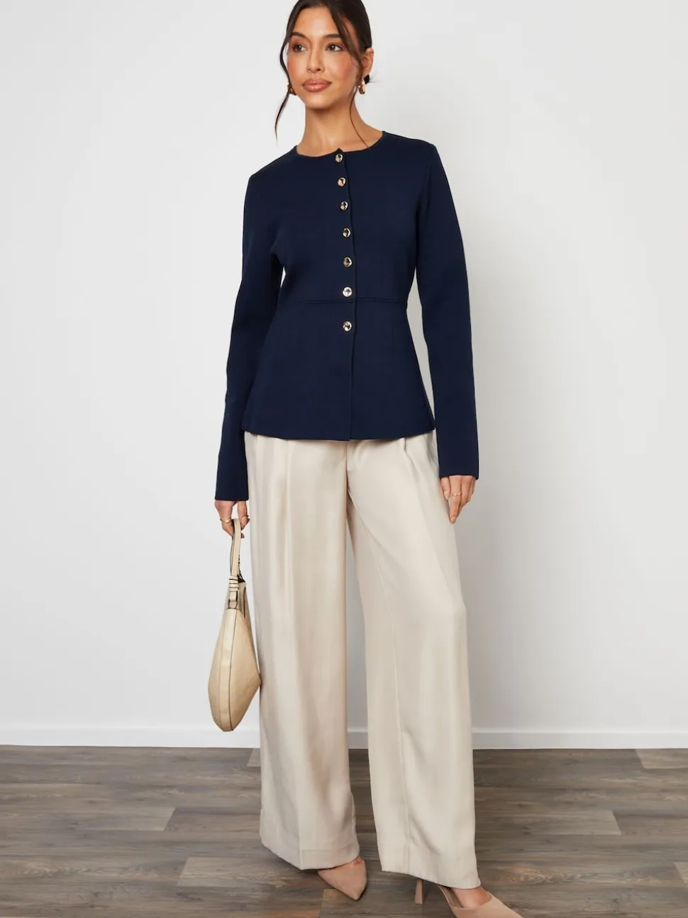 Bleu - Cardigan Threadbare boutonné en maille cintrée