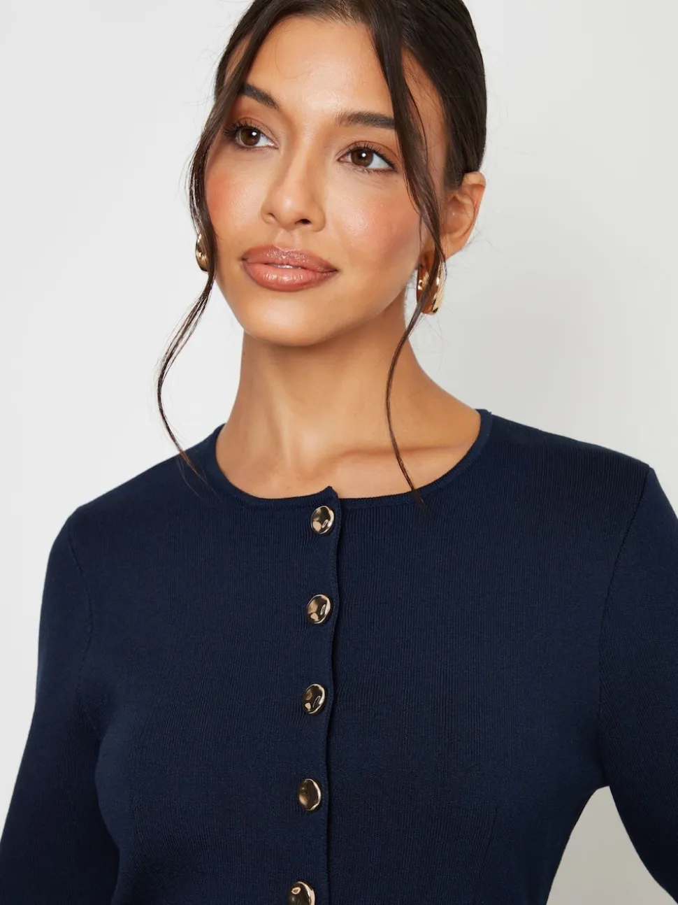 Bleu - Cardigan Threadbare boutonné en maille cintrée