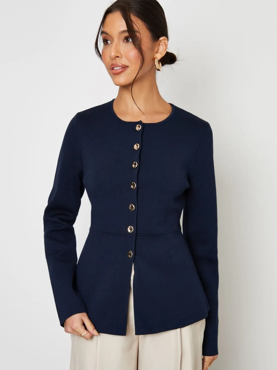Bleu - Cardigan Threadbare boutonné en maille cintrée