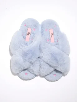 Bleu - Chaussons-curseurs Boux Avenue à nœud croisé Brodé