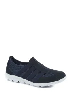 Bleu - Chaussures Pavers en cuir décontractées coupe large pour femme