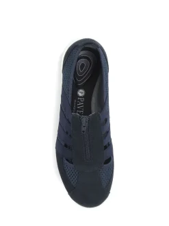 Bleu - Chaussures Pavers en cuir décontractées coupe large pour femme