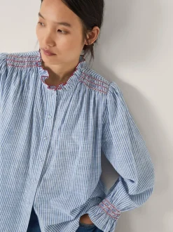 Bleu - Chemise Monsoon Maeve à rayures à volants