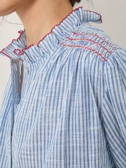 Bleu - Chemise Monsoon Maeve à rayures à volants