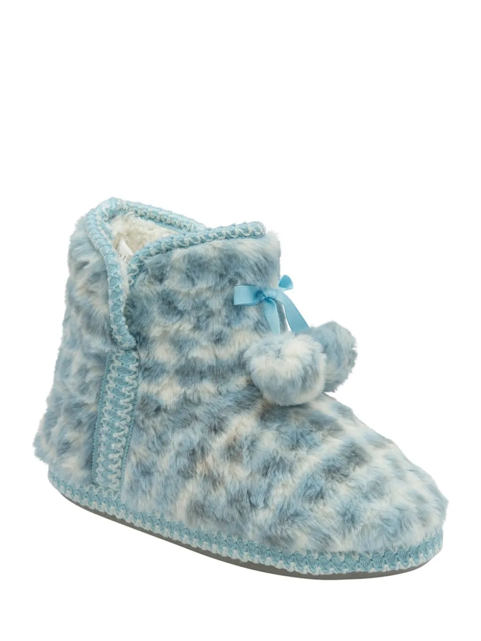 Bleu - Dunlop Chaussons à pompons en faux chaussons