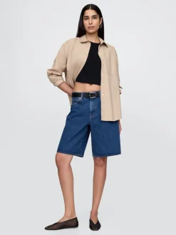 Bleu - Gap short en jean jort long taille mi-haute de 11 pouces