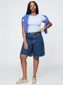 Bleu - Gap short en jean jort long taille mi-haute de 11 pouces