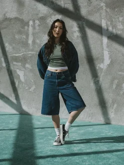 Bleu - Gap short en jean jort long taille mi-haute de 11 pouces