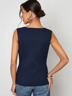 Bleu - Gilet Threadbare en maille côtelée