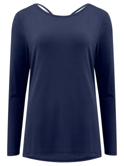Bleu - Haut de yoga Pour Moi en jersey à dos croisé