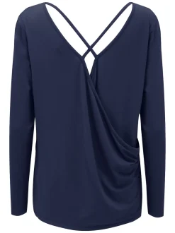 Bleu - Haut de yoga Pour Moi en jersey à dos croisé