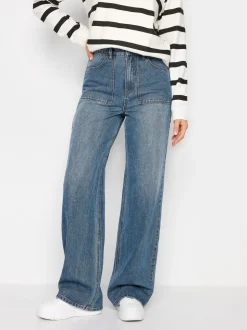 Bleu - Jean Long Tall Sally à jambe large 100% coton