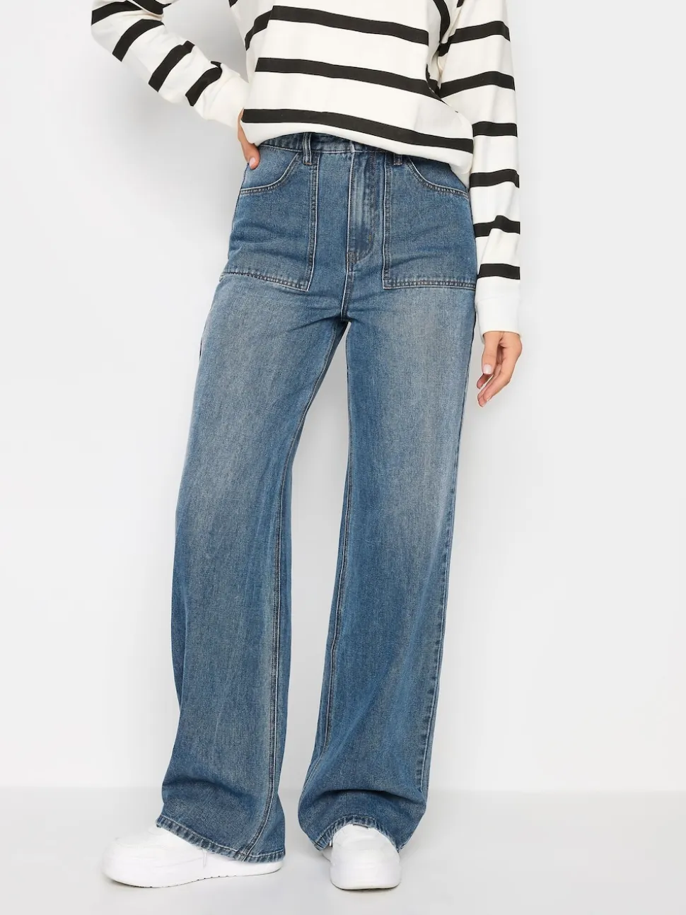 Bleu - Jean Long Tall Sally à jambe large 100% coton
