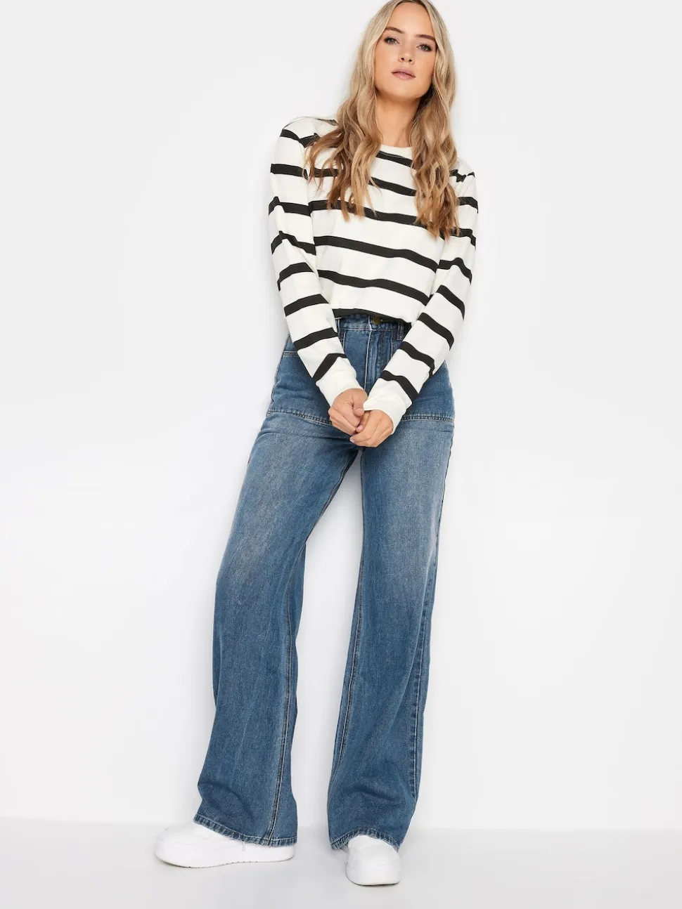 Bleu - Jean Long Tall Sally à jambe large 100% coton