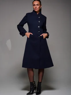 Bleu - Jolie Moi Manteau évasé asymétrique à boutons