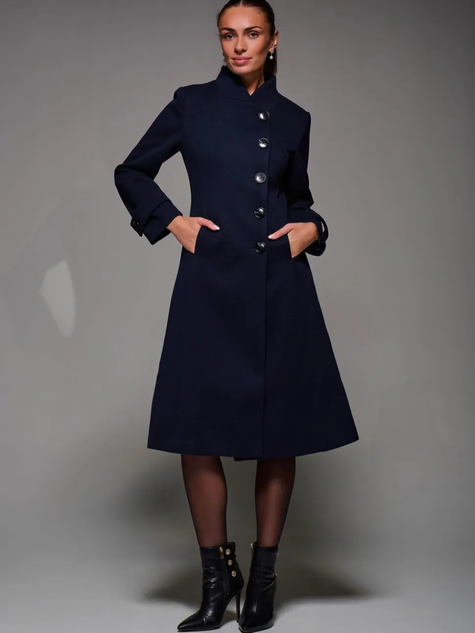 Bleu - Jolie Moi Manteau évasé asymétrique à boutons