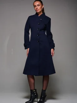 Bleu - Jolie Moi Manteau évasé asymétrique à boutons