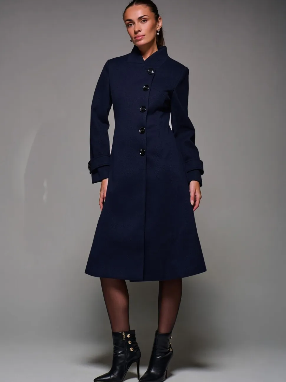 Bleu - Jolie Moi Manteau évasé asymétrique à boutons