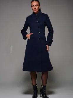 Bleu - Jolie Moi Manteau évasé asymétrique à boutons