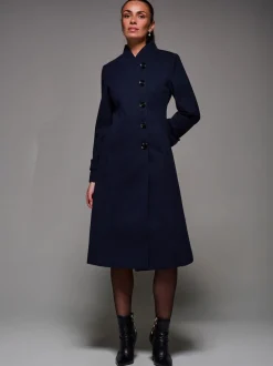Bleu - Jolie Moi Manteau évasé asymétrique à boutons