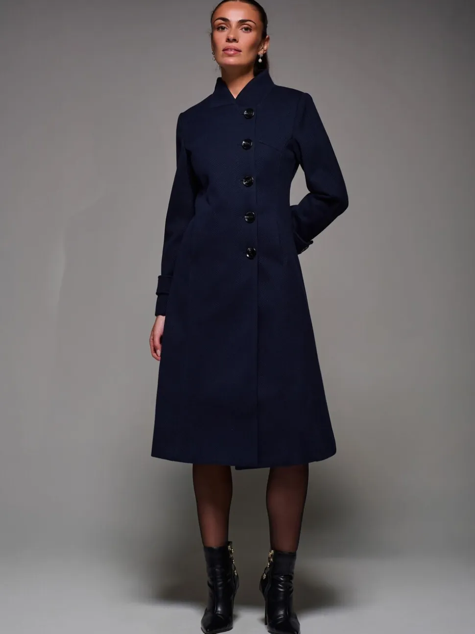 Bleu - Jolie Moi Manteau évasé asymétrique à boutons